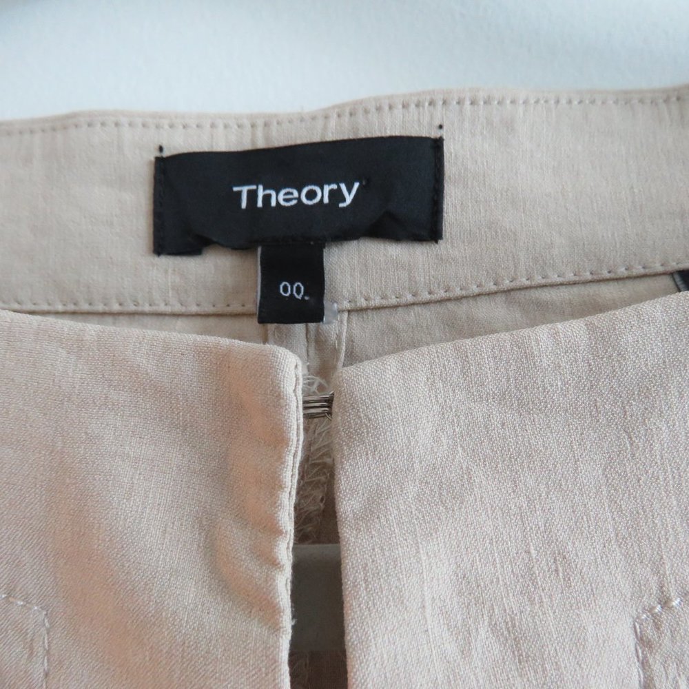 THEORY Organic Crunch Linen Belted Shift Dress Light Wheat - Size 00 - Picture 5 of 16